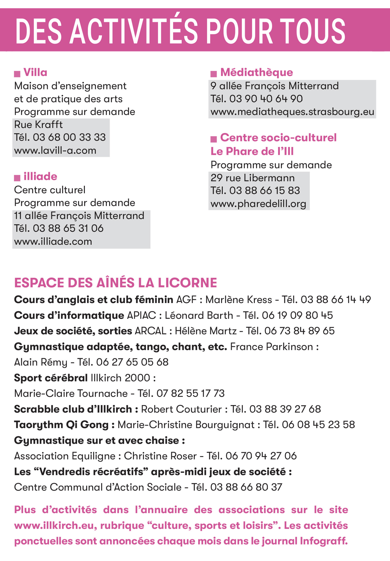 Activités Séniors 2022 de la Ville d'Illkirch-Graffenstaden