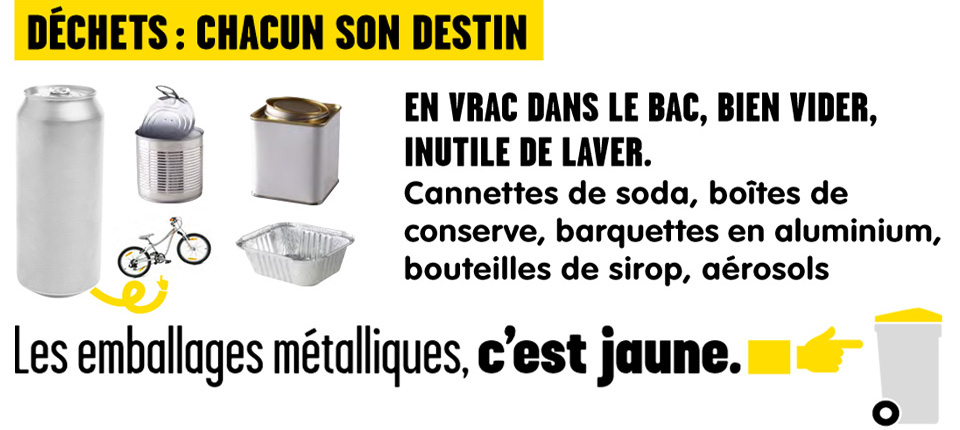 Déchets métalliques et poubelles jaunes à Illkirch-Graffenstaden