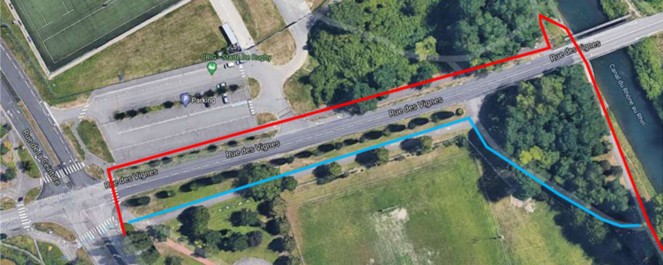 Travaux sur la passerelle des Vignes à Illkirch-Graffenstaden