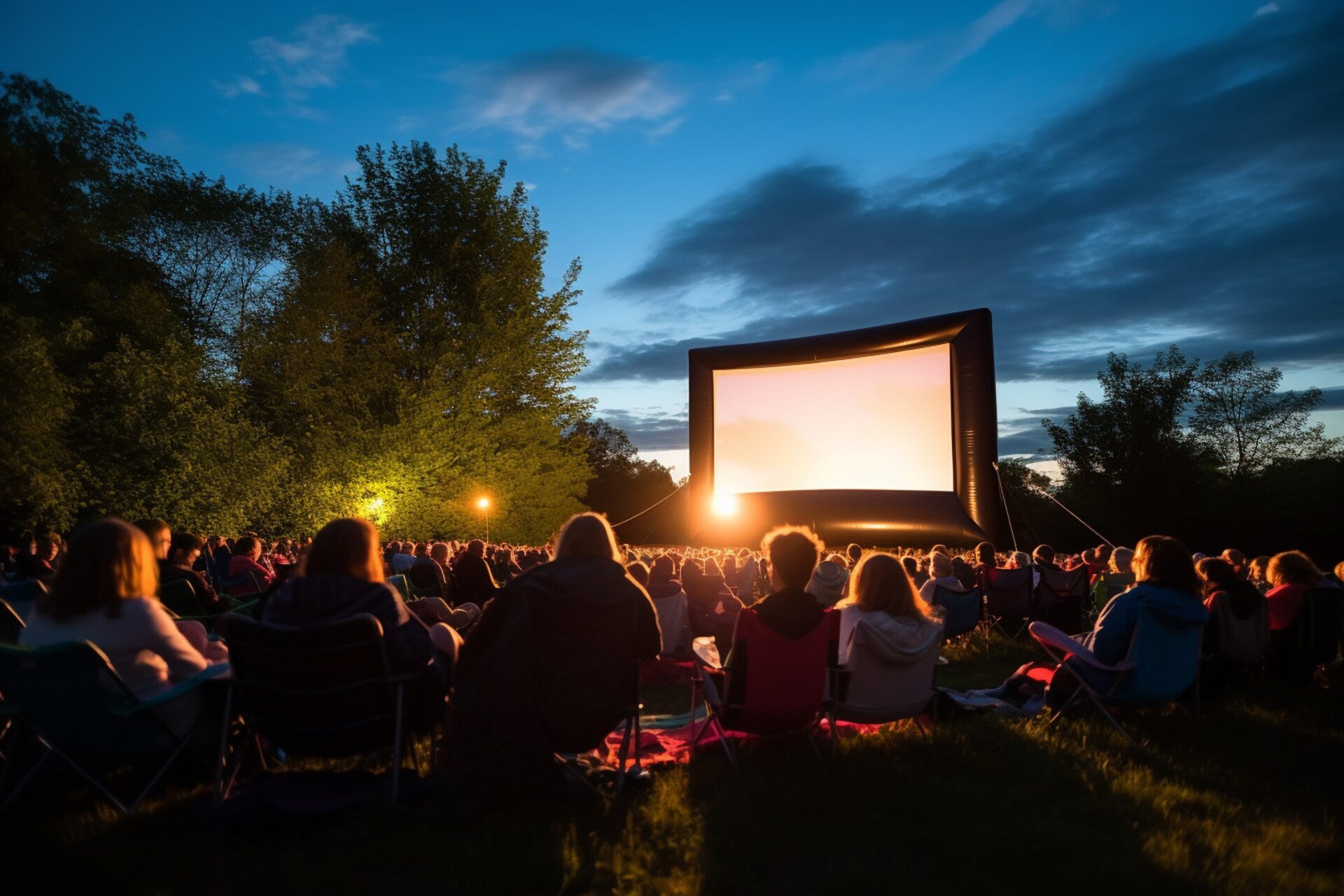 Séance de cinéma en plein air